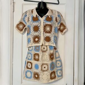 Crochet Skirt and Top Set with Granny Squares